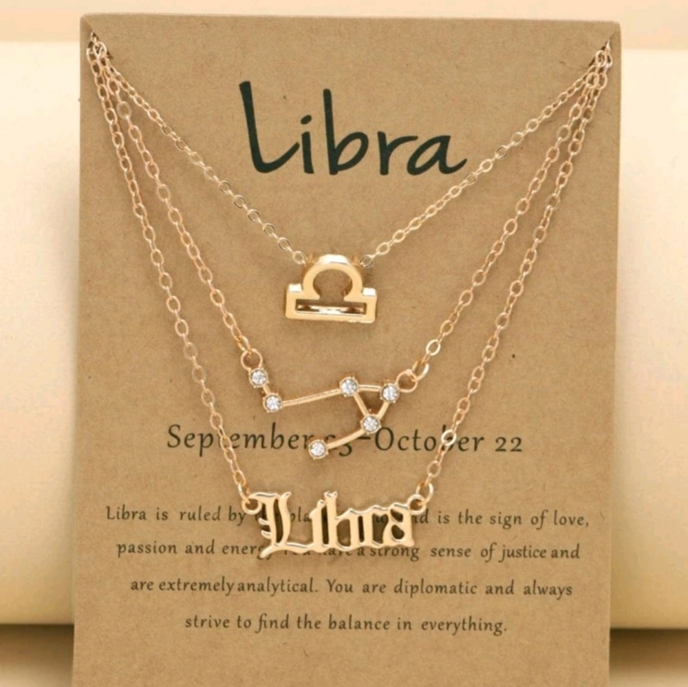 Zodiac sign LIBRA 3pc set necklace